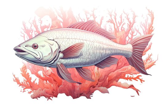Salmon Pink Color: Captivating Underwater Fish Design for a Vibrant Touch, generative AI