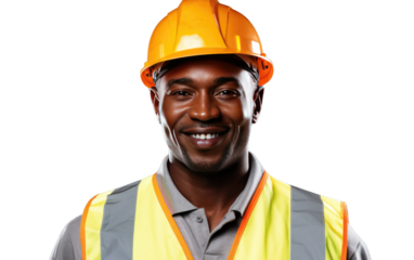 Portrait of a Smiling Young Civil Contractor on White or PNG Transparent Background.