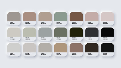 Color Palette, Color Swatches in RGB, HEX Colors, Pastel Colour in HEX Codes Catalog. Paint Colours Palette, Neutral Tones