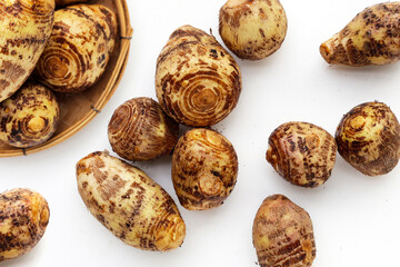 Satoimo, taro roots or japanese sweet taro