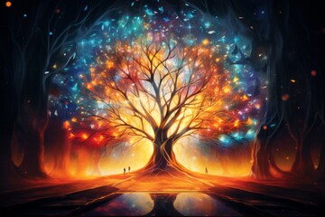 abstract tree of life, Meditation chakra colorful art