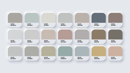 Color Palette, Color Swatches in RGB, HEX Colors, Pastel Colour in HEX Codes Catalog. Paint Colours Palette, Neutral Tones