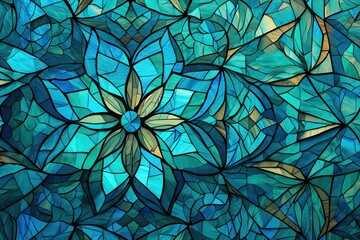 Turquoise Color: Stunning and Intricate Mosaic Pattern for a Captivating Digital Image, generative AI