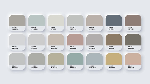 Color Palette, Color Swatches in RGB, HEX Colors, Pastel Colour in HEX Codes Catalog. Paint Colours Palette, Neutral Tones