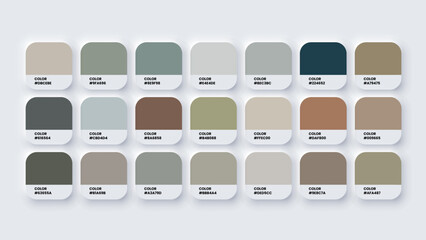 Color Palette, Color Swatches in RGB, HEX Colors, Pastel Colour in HEX Codes Catalog. Paint Colours Palette, Neutral Tones