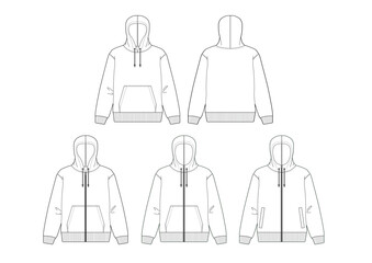 ベーシックなパーカーのイラスト/フーディー/スウェットパーカーのハンガーイラスト