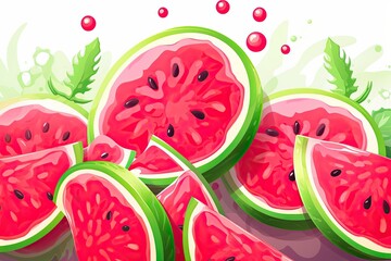 Watermelon Pink Color: Sweet Summer Fruit Design - Vibrant and Refreshing, generative AI