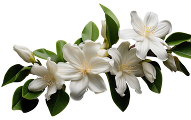 Jasmine Flower Portrait Photography Scene on White or PNG Transparent Background.