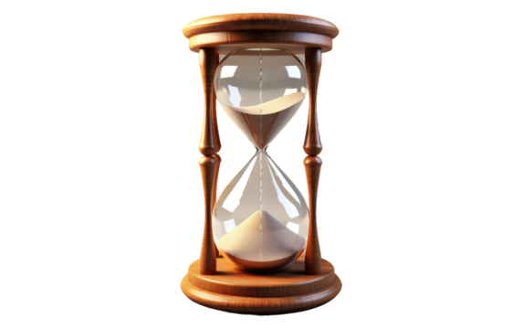 Time Is Running Out Hourglass Portrait on White or PNG Transparent Background.