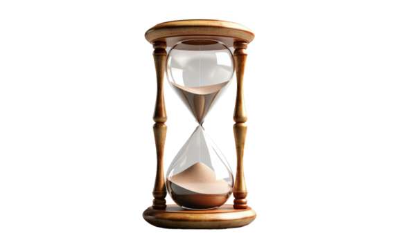 Time Passing Hourglass In Realistic Photography on White or PNG Transparent Background.
