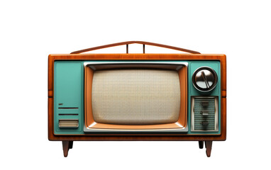 Retro Entertainment Vintage TV in Portrait Photography on White or PNG Transparent Background.