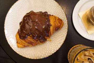 Cake, pastries and drinks on the table. Close up.