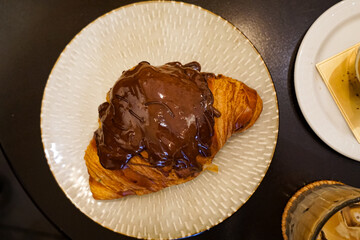 Cake, pastries and drinks on the table. Close up.