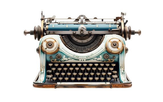 Antique Type Writer Office Equipment on White or PNG Transparent Background.