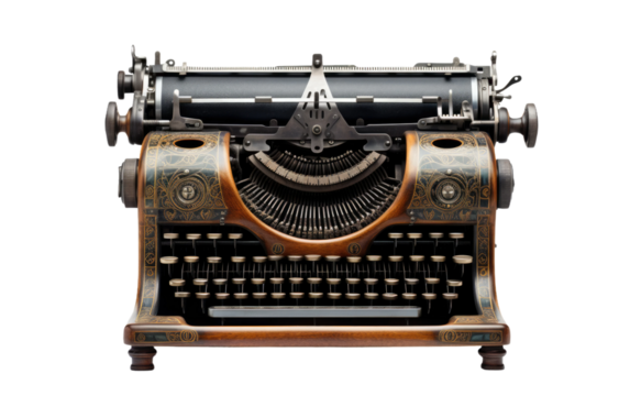 Classic Typing Device Office Equipment on White or PNG Transparent Background.