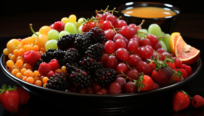 Freshness of summer berries, a vibrant and healthy gourmet snack generated by AI