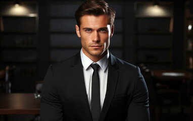 Fototapeta premium A handsome man on a business conference