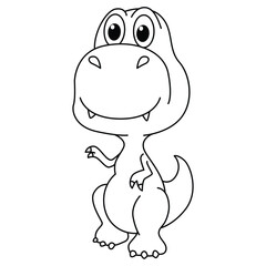 Funny dino cartoon for coloring book.