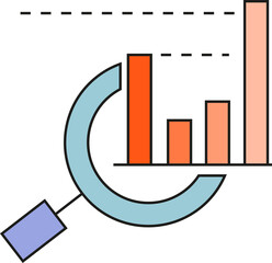 Magnifier and Bar Chart Icon
