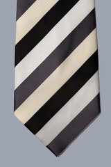 men's tie in black and white wide stripes