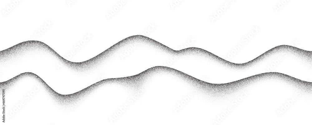 Poster grainy mountains with noise gradient. dotted stippled background with grain texture. vector grunge r