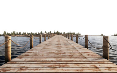 Wooden Brown Jetty Bridge In Brown Looks Realistic on White or PNG Transparent Background. - Powered by Adobe
