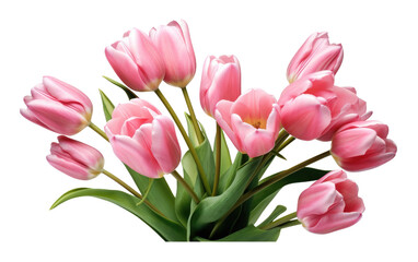 Pink Tulip Freshy Look Spring Time on White or PNG Transparent Background.