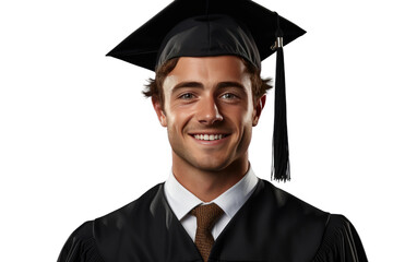 Young Scholarly Success With Smile on White or PNG Transparent Background.