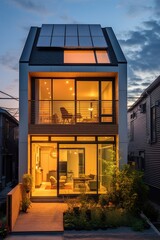 An energy-efficient construction house in the middle of the city