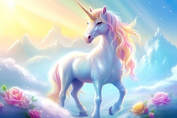 Obraz na płótnie Canvas Beautiful unicorn with light colors.