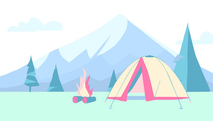 シンプルなキャンプイラスト
