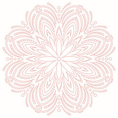 Elegant vintage ornament in classic style. Abstract traditional pink round pattern with oriental elements. Classic vintage pink pattern
