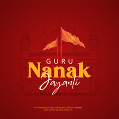 Abstract vector illustration for happy guru nanak jayanti. - obrazy, fototapety, plakaty
