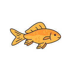 Cute cartoon common comet goldfish. Vector illustration. Isolated on white background.