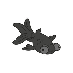 Cute cartoon black moor goldfish. Vector illustration isolated on white background.