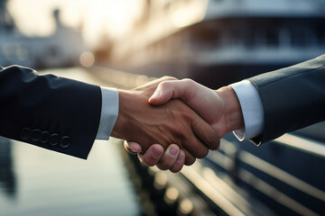 Handshake of Two Businessman Agreeing to Cooperation in Business Generative AI
