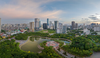 Fototapeta premium Hanoi skyline cityscape at night in Cau Giay district