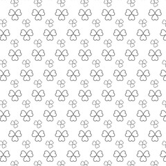 Digital png illustration of black pattern of repeated clovers on transparent background