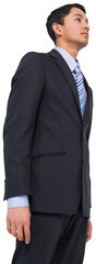 Digital png photo of biracial businessman standing on transparent background