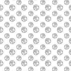 Digital png illustration of black pattern of repeated basketballs on transparent background