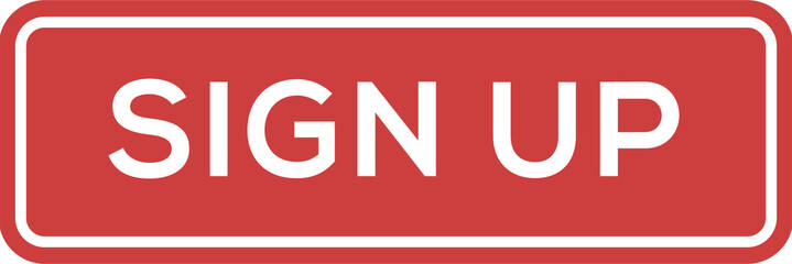 Digital png illustration of red badge with sign up text on transparent background