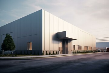 Fototapeta na wymiar Contemporary industrial storage facility and lot. Generative AI