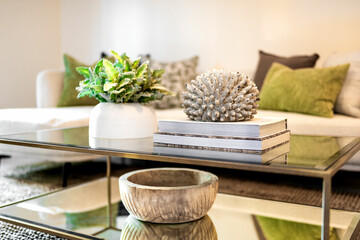 Home interior decor, modern house, apartment decoration.