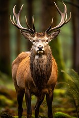 Naklejka na ściany i meble Close up of red deer stag.