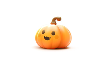 cute scary halloween a pumpkin on isolated white background