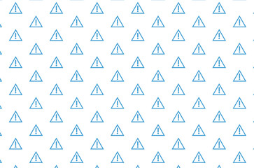 Digital png illustration of blue triangles with exclamation marks repeated on transparent background
