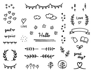 サインペンで描いたあしらいセット　手描き