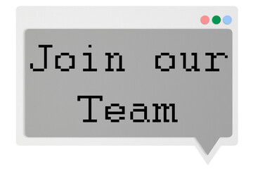 Digital png illustration of speech bubble with join our team text on transparent background