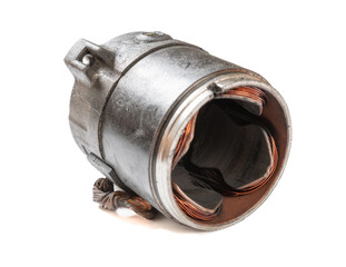 angle view machine part on a white background