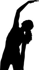 Fototapeta na wymiar Digital png silhouette of sportswoman stretching on transparent background
